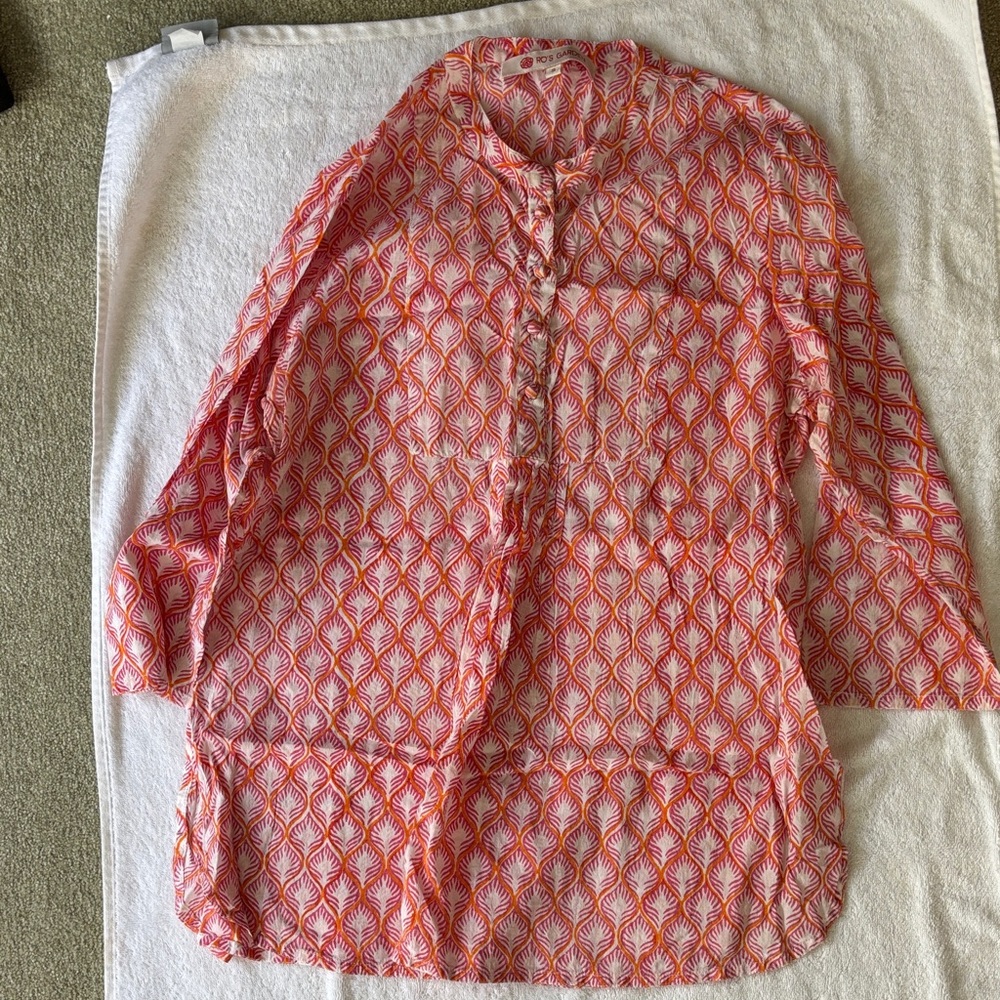 Ro’s Garden Pink, Orange, and White Tunic Top